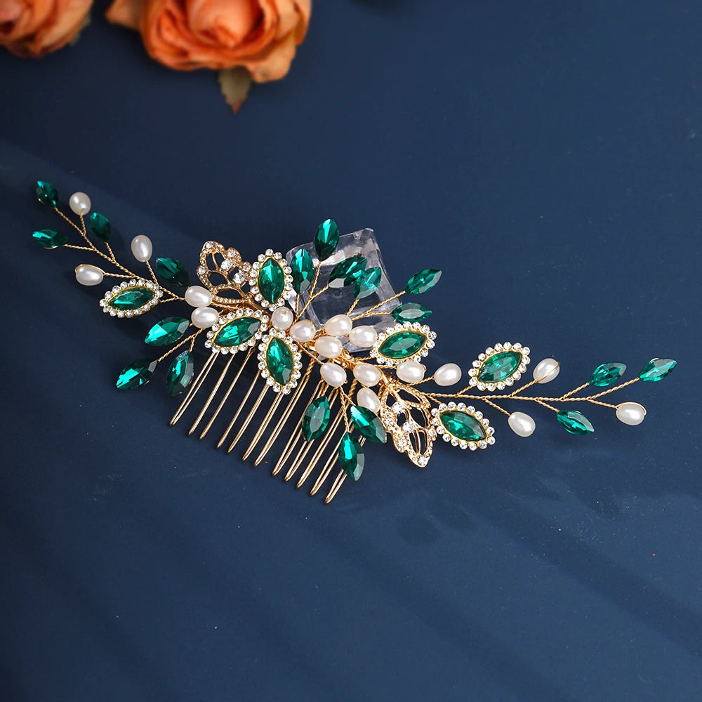 Peigne à cheveux vert émeraude pour cérémonie