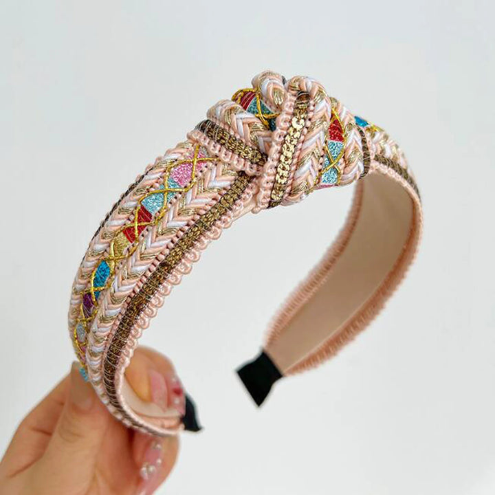 Serre-tête bohème brodé femme multicolore – style ethnique chic tendance