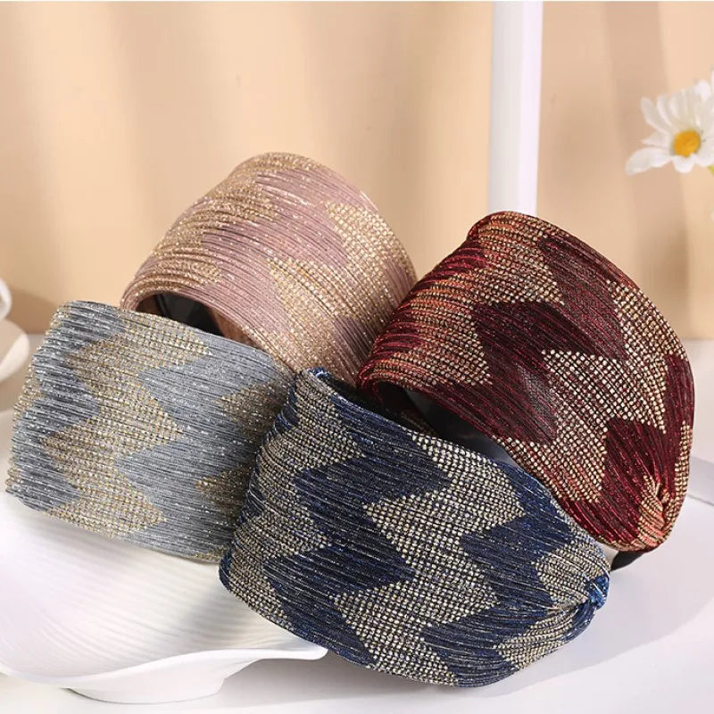 Serre-tête large tissu brillant femme accessoire cheveux chic