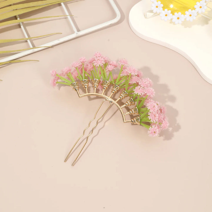 Épingle à cheveux fleurs marguerite rose bohème chic