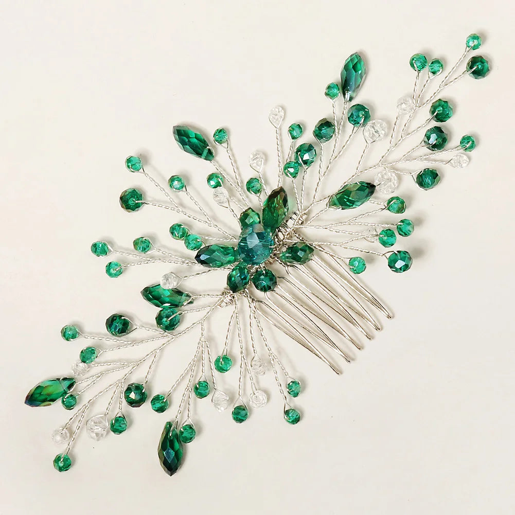 Peigne à cheveux vert émeraude pour chignon