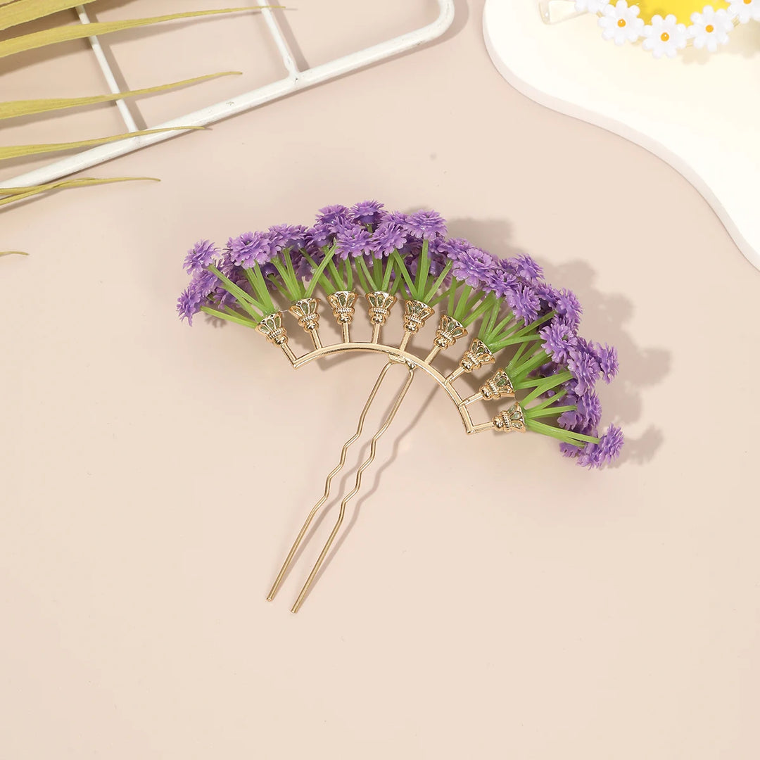 Épingle à cheveux fleurs marguerite violet bohème chic