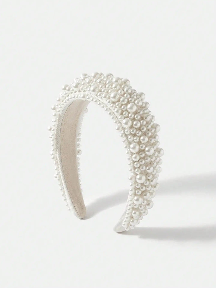 Serre-tête de mariage avec perles, large et élégant pour femme