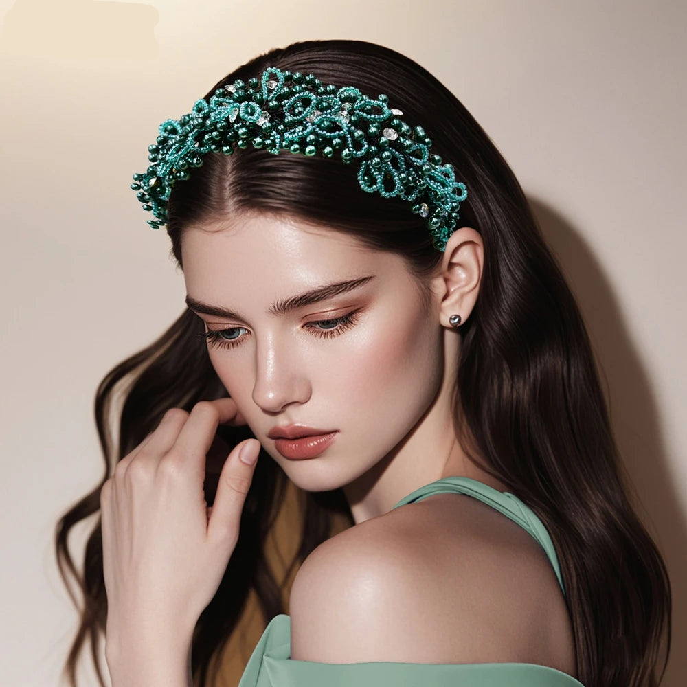 Serre-tête de mariage avec perles et cristaux