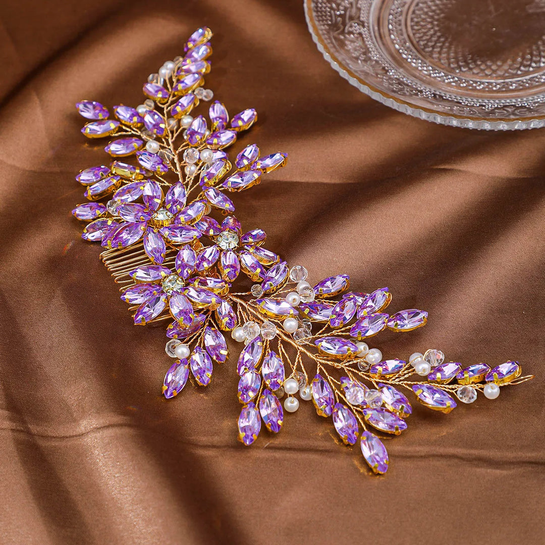 Peigne à Cheveux pour Mariage avec Strass – Accessoire Floral Élégant pour Chignon