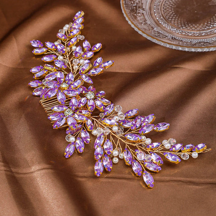 Peigne à Cheveux pour Mariage avec Strass – Accessoire Floral Élégant pour Chignon