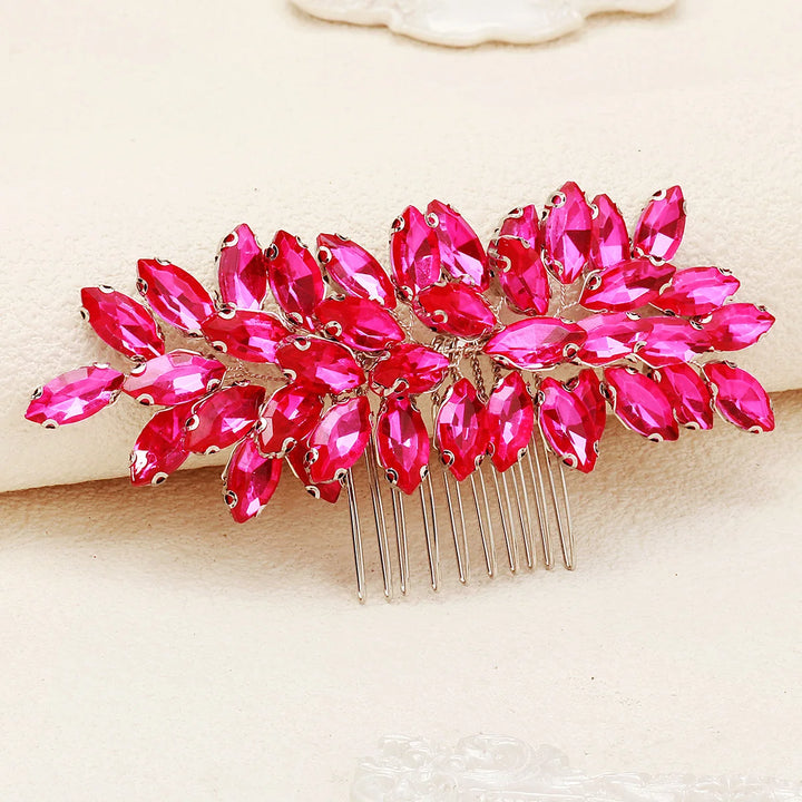 Peigne à cheveux irisé à cristaux rose pour cérémonie
