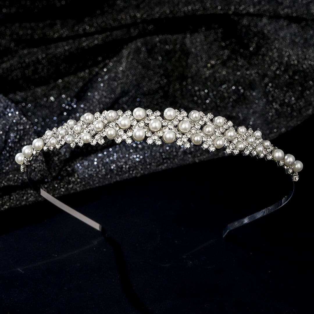 Serre-tête fin avec perles et strass élégant pour femme