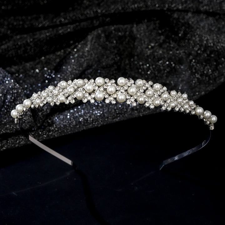 Serre-tête fin avec perles et strass élégant pour femme