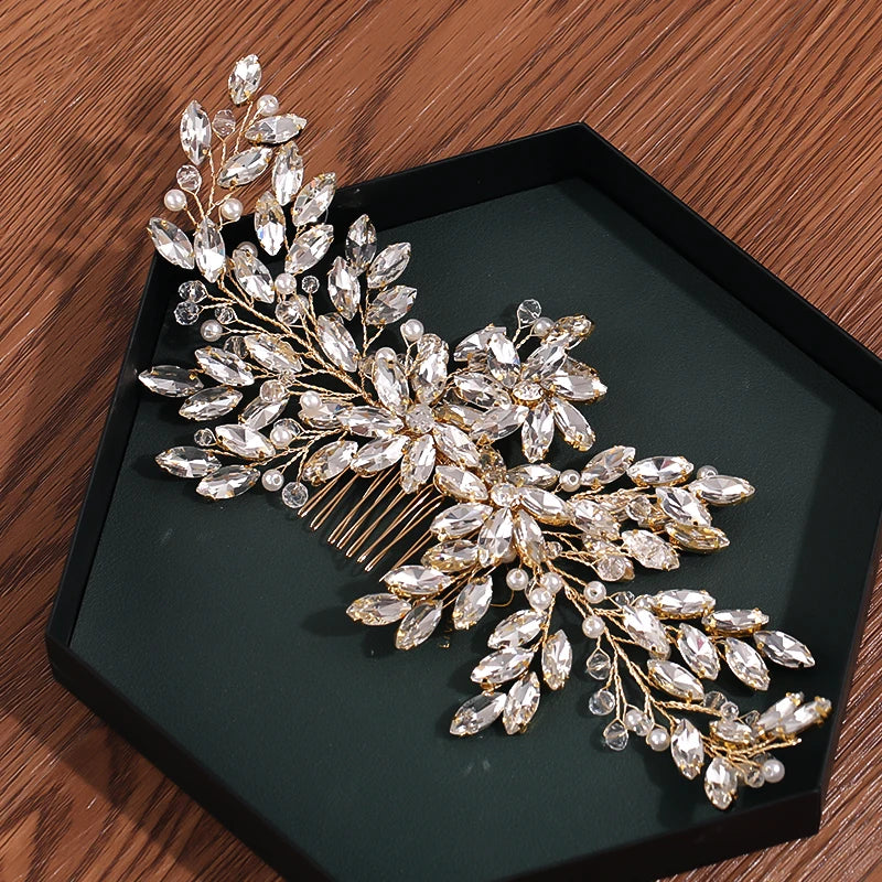 Peigne à Cheveux pour Mariage avec Strass – Accessoire Floral Élégant pour Chignon