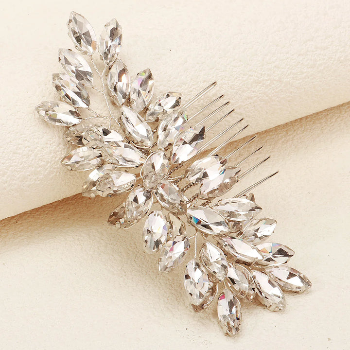 Peigne à cheveux irisé à cristaux blanc pour cérémonie