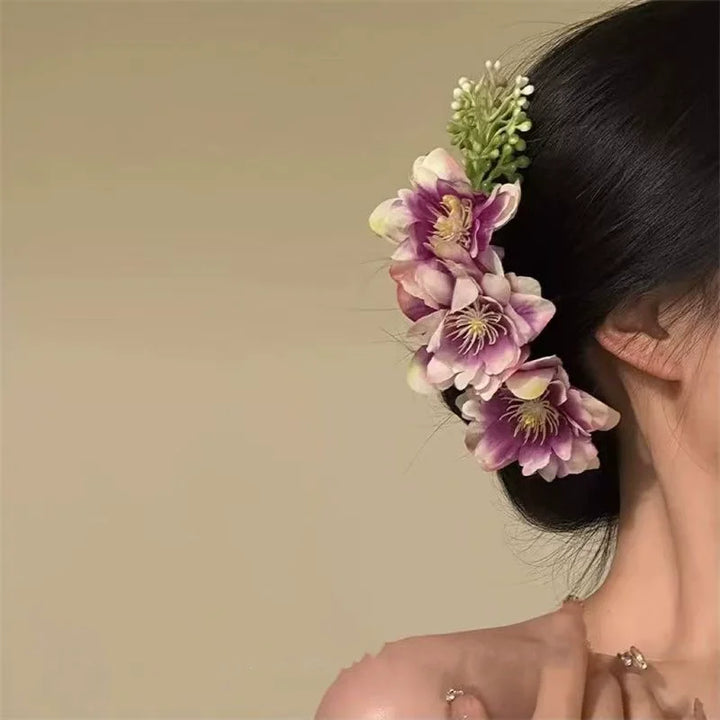 Peigne à Cheveux Fleurs Violet pour Mariage Bohème - accessoire cheveux boho