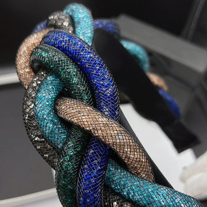 Serre-tête large tressé multicolore élégant pour femme chic