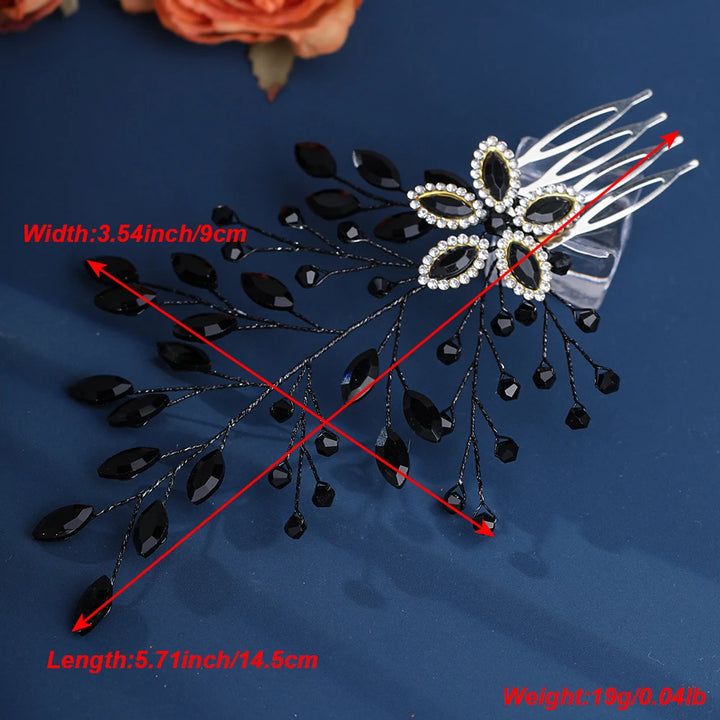 Peigne à cheveux noir chic pour cérémonie