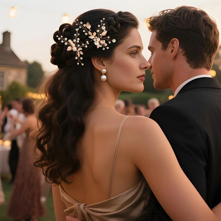 Épingle à cheveux chic fleurs et perles pour mariage