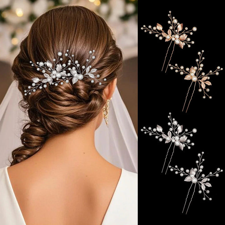 Épingle à cheveux chic fleurs et perles pour mariage