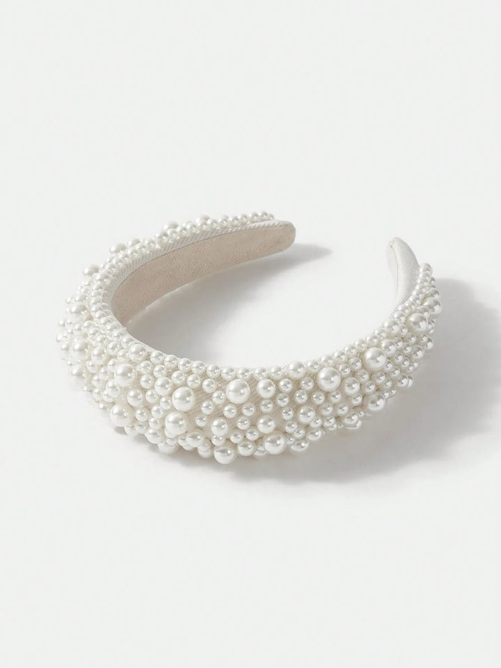 Serre-tête de mariage avec perles, large et élégant pour femme