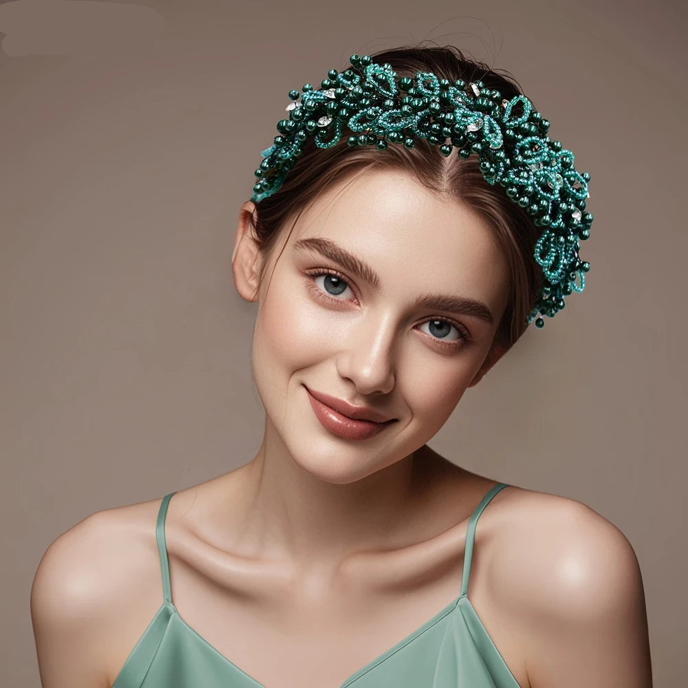 Serre-tête de mariage avec perles et cristaux