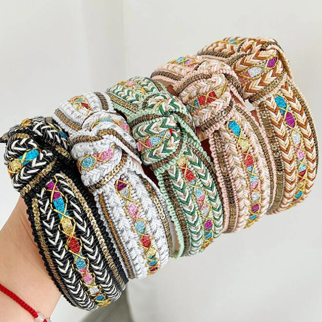 Serre-tête bohème brodé femme multicolore – style ethnique chic tendance