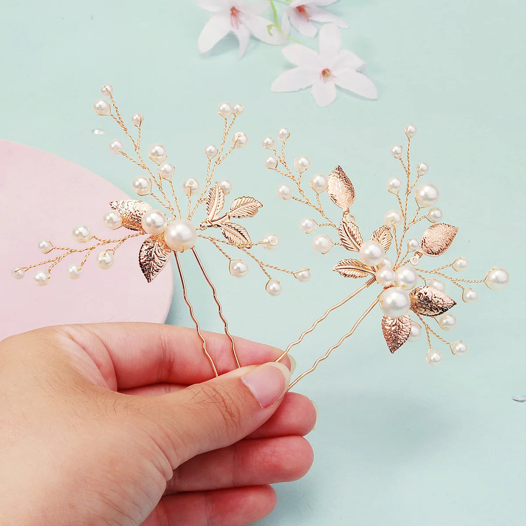 Épingle à cheveux chic fleurs et perles pour mariage