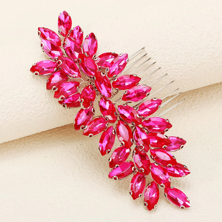 Peigne à cheveux irisé à cristaux rose  pour cérémonie