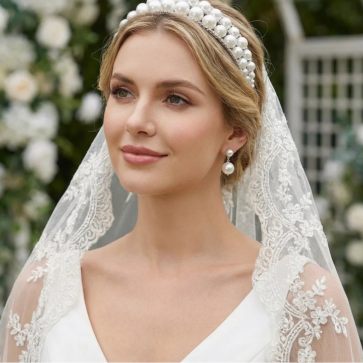 Serre-tête de mariage avec perles et strass élégant pour femme