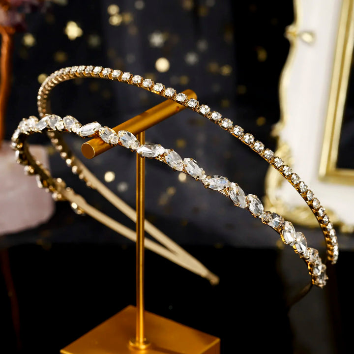 Serre-tête fin avec strass élégant pour femme chic