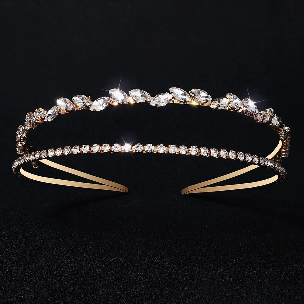 Serre-tête fin avec strass élégant pour femme chic