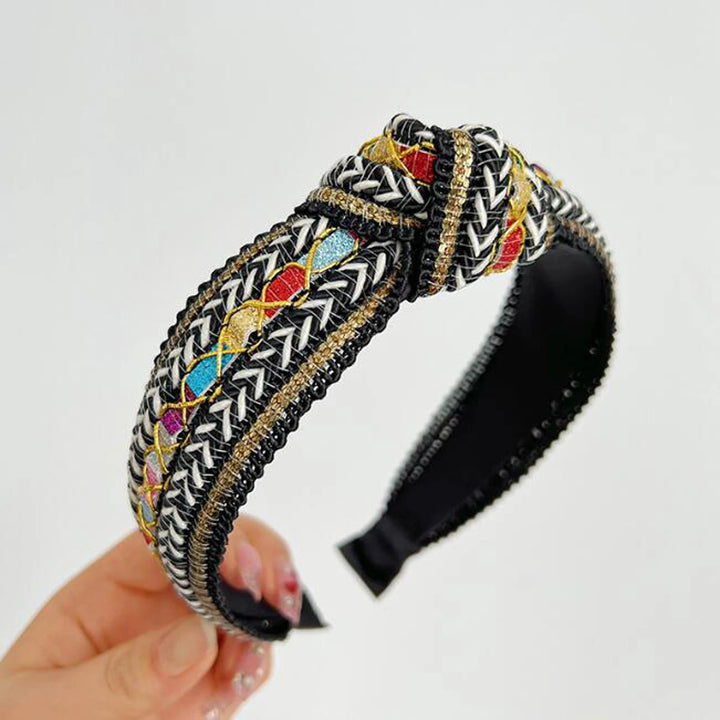 Serre-tête bohème brodé femme multicolore – style ethnique chic tendance