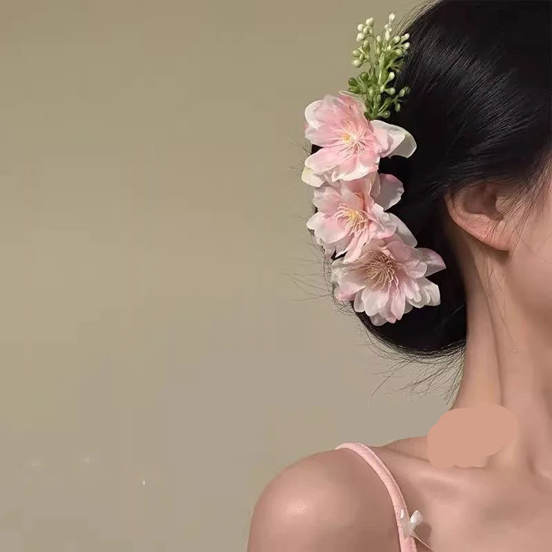 Peigne à Cheveux Fleurs Roses pour Mariage Bohème - accessoire cheveux boho