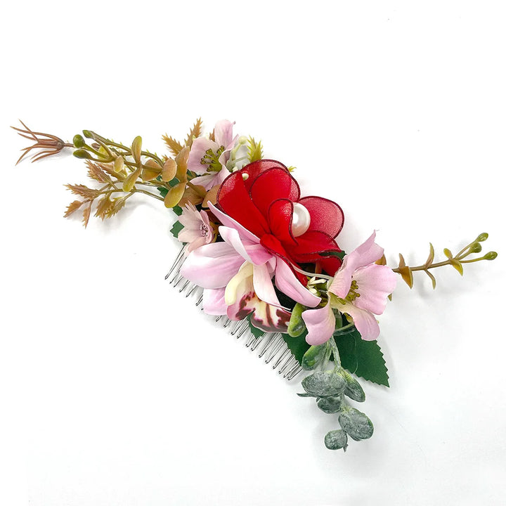 Peigne à Cheveux Fleurs Stabilisées rouge rose