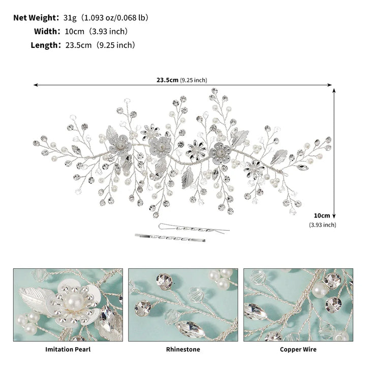 Épingle à Cheveux Mariage avec Perles et Cristaux