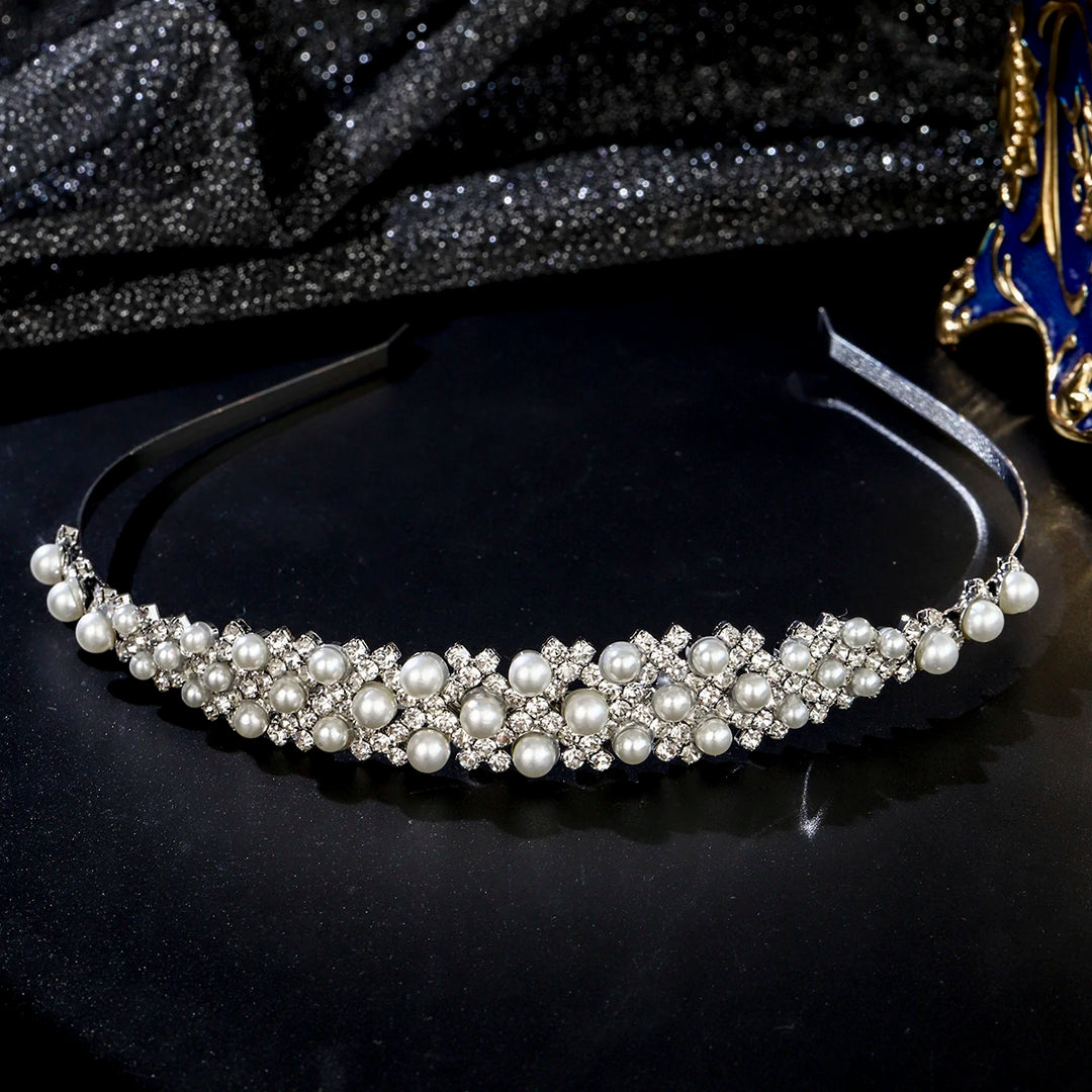 Serre-tête fin avec perles et strass élégant pour femme