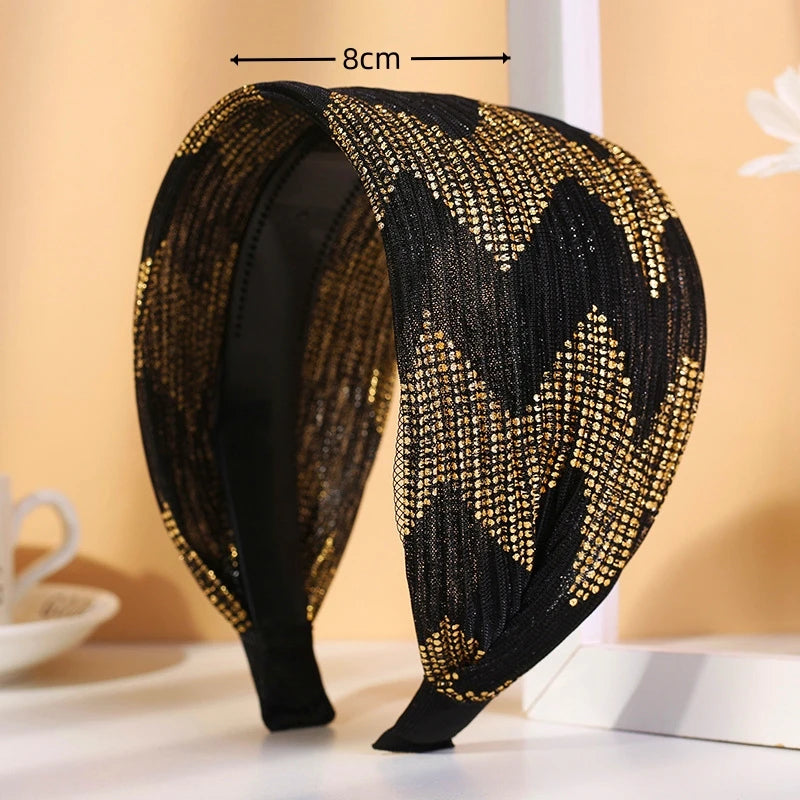 Serre-tête large tissu brillant femme accessoire cheveux chic