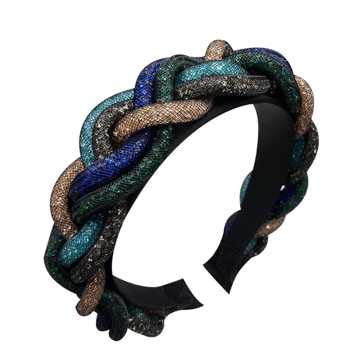 Serre-tête large tressé multicolore élégant pour femme chic
