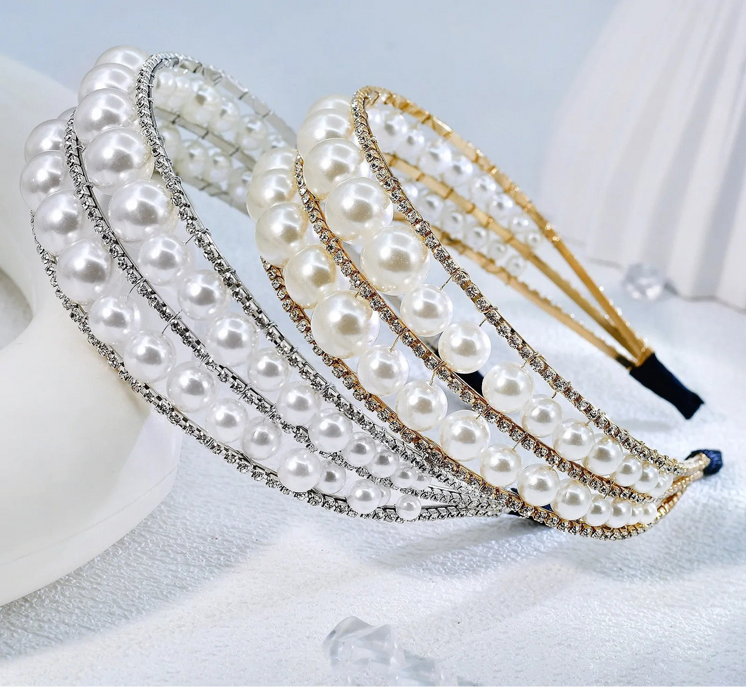 Serre-tête de mariage avec perles et strass élégant pour femme