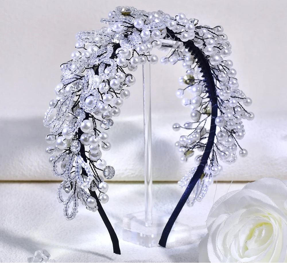 Serre-tête de mariage avec perles et cristaux