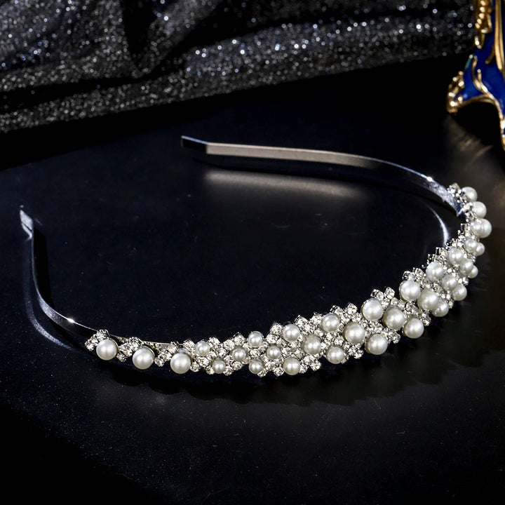 Serre-tête fin avec perles et strass élégant pour femme