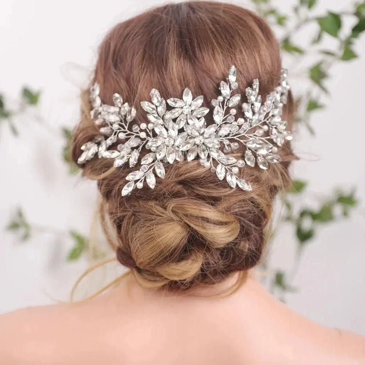 Peigne à Cheveux pour Mariage avec Strass – Accessoire Floral Élégant pour Chignon