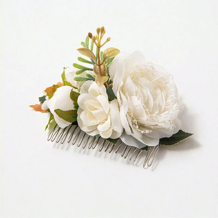 Peigne à Cheveux Fleurs Blanches pour Mariage Champêtre