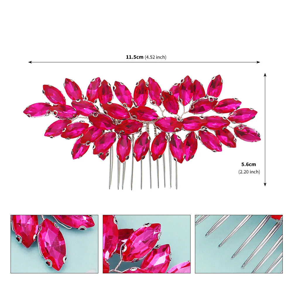 Peigne à cheveux irisé à cristaux multicolores pour cérémonie