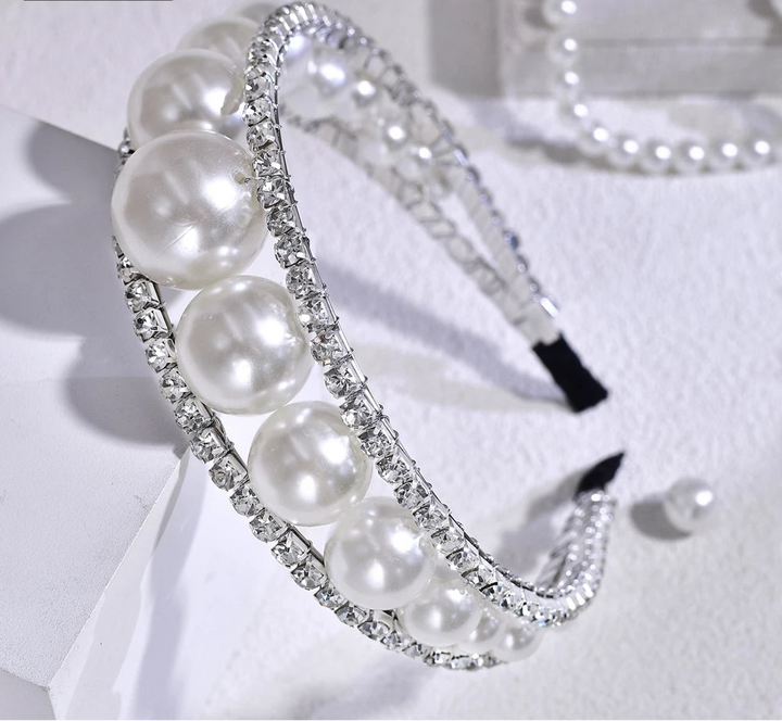 Serre-tête mariage luxe perles et strass accessoire cheveux femme élégant