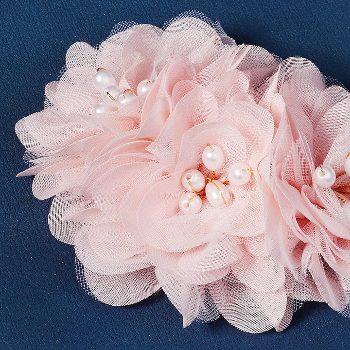 Peigne à Cheveux Fleurs en Tulle, Rose