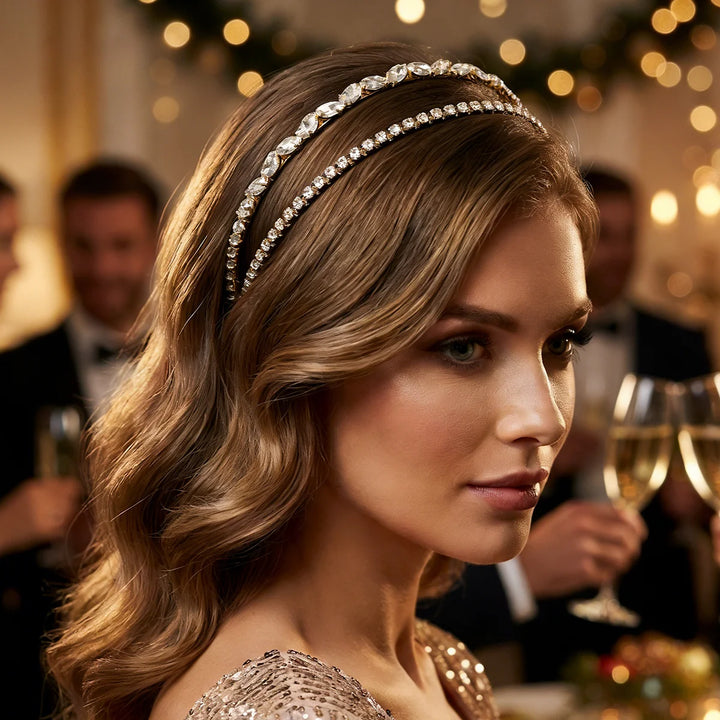 Serre-tête fin avec strass élégant pour femme chic