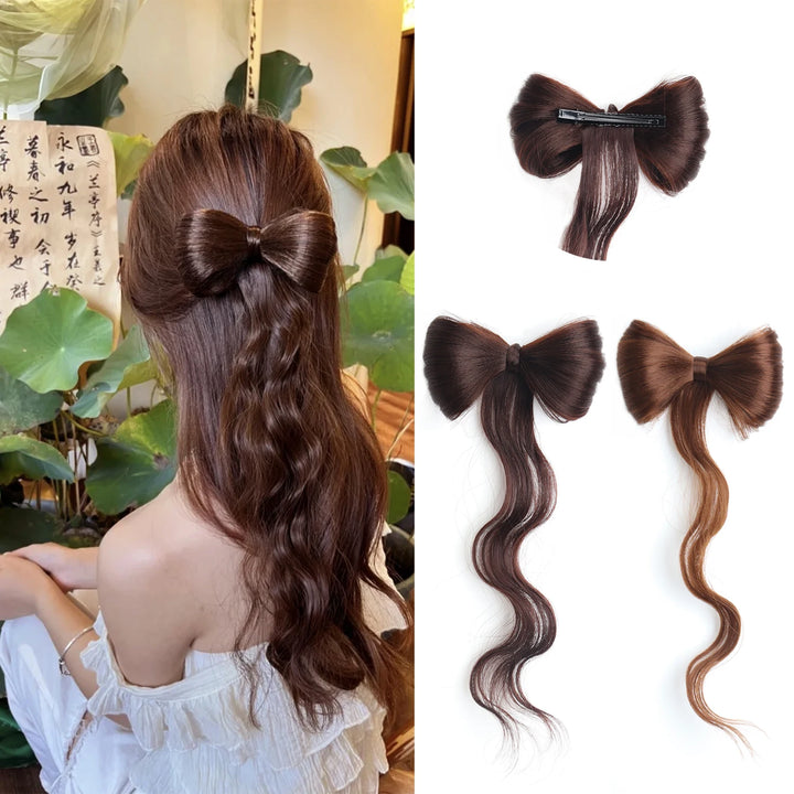 Postiche Cheveux Papillon Nœud - Extension Mèches Ondulées