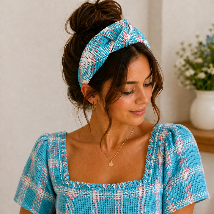 Serre-tête Tweed Coloré Femme – Bandeau Nœud Chic Multicolore