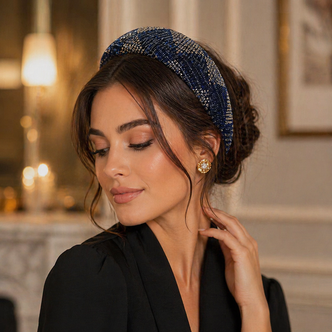 Serre-tête large tissu brillant femme accessoire cheveux chic