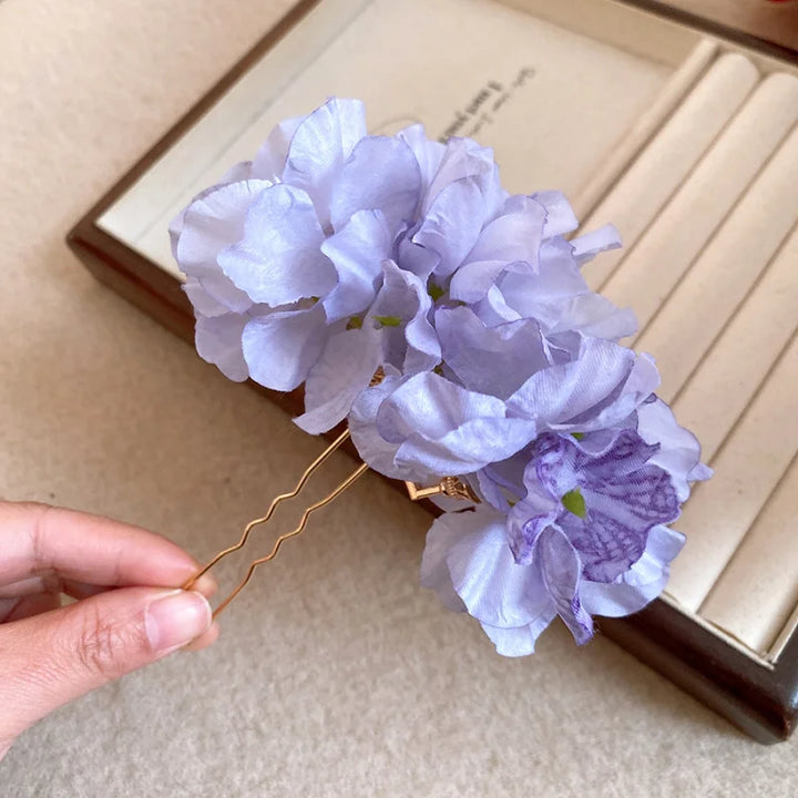 Épingle à cheveux fleurs violet bohème