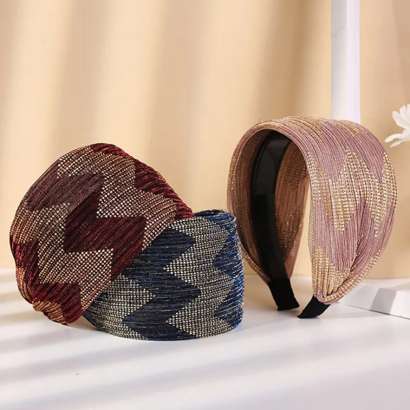 Serre-tête large tissu brillant femme accessoire cheveux chic