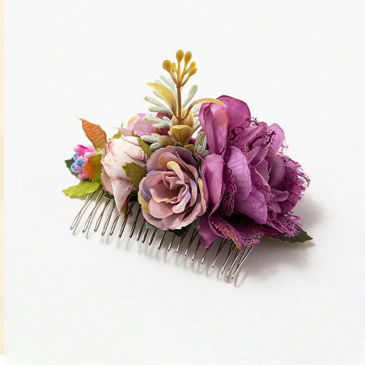 Peigne à Cheveux Fleurs Violet pour Mariage Champêtre
